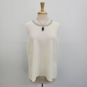 Kate‎ Hill Womens Casual White Black Stripe Sleeveless Tank Top Plus Size 2X